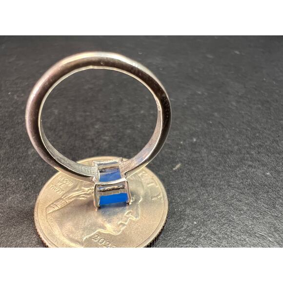 Square cut blue chalcedony sterling silver ring size 6 - Picture 9 of 16
